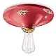 Ferroluce-Plafoniera Vintage Tonda Grande Ceramica Rossa 1 Luce E27-C134-VIR-8056772562446