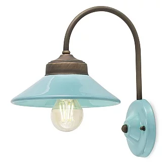 Applique Vintage Colors Ferro E Ceramica Azzurro 1 Luce E27