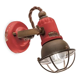 Applique Vintage Loft Ferro E Ceramica Rosso 1 Luce E14