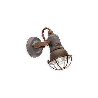 Applique Vintage Loft Ferro E Ceramica Tortora 1 Luce E14