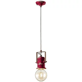 Lampadario Industrial Minimal Urban Ferro Ceramica Vintage Bordeaux 1 Luce E27