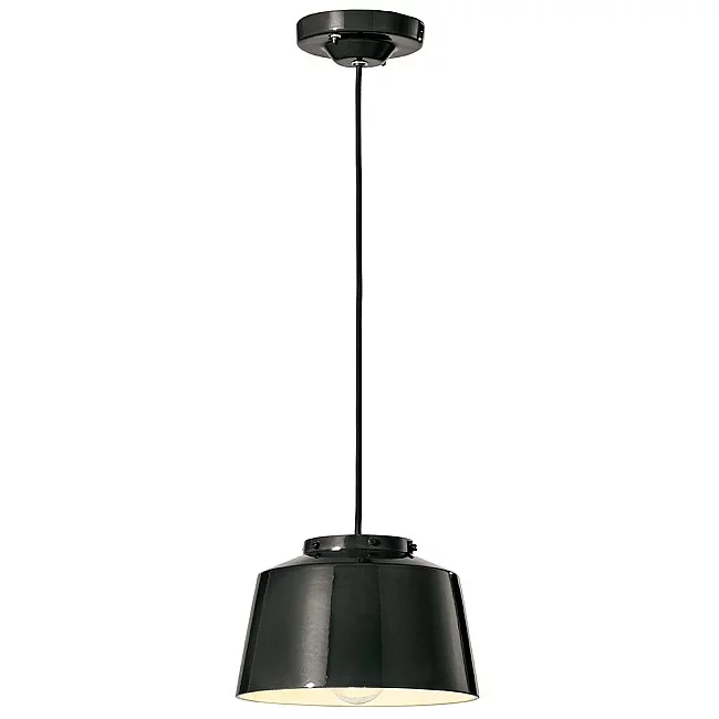 Ferroluce-Lampadario Vintage 50S Ferro E Ceramica Smaltato Nero 1 Luce E27 23Cm-C2000-08-8056772563474