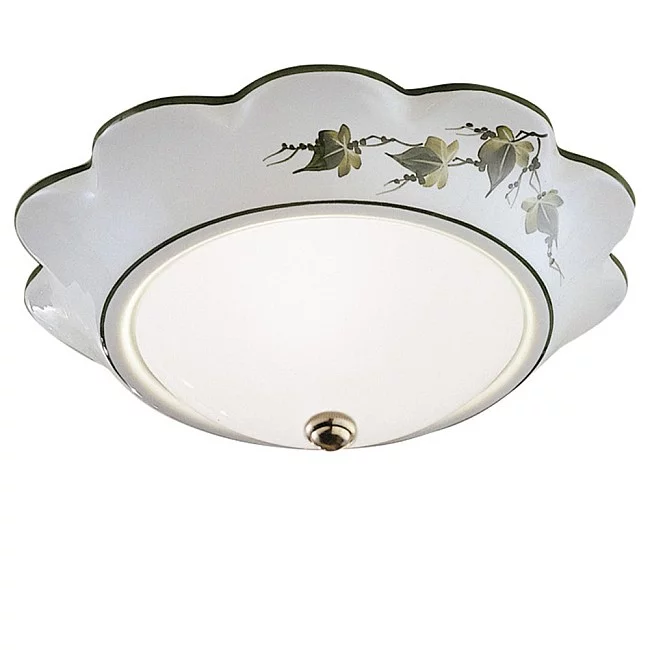 Ferroluce-Plafoniera Classica Capua Ceramica E Ottone Satinato 1 Luce E27-C445-OS-04-DEC-UOO-8056772569117