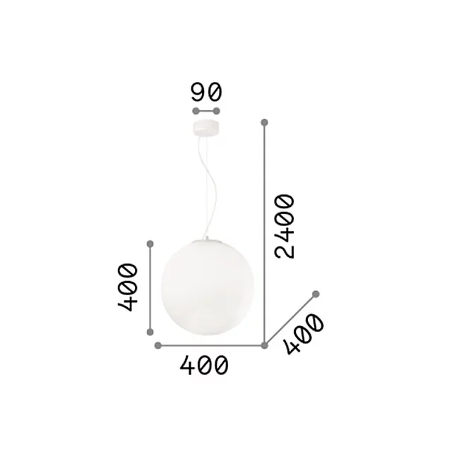 Ideal Lux-Sospensione Moderna Mapa Vetro Acidato Bianco 1 Luce E27 D40Cm-032139-8021696032139