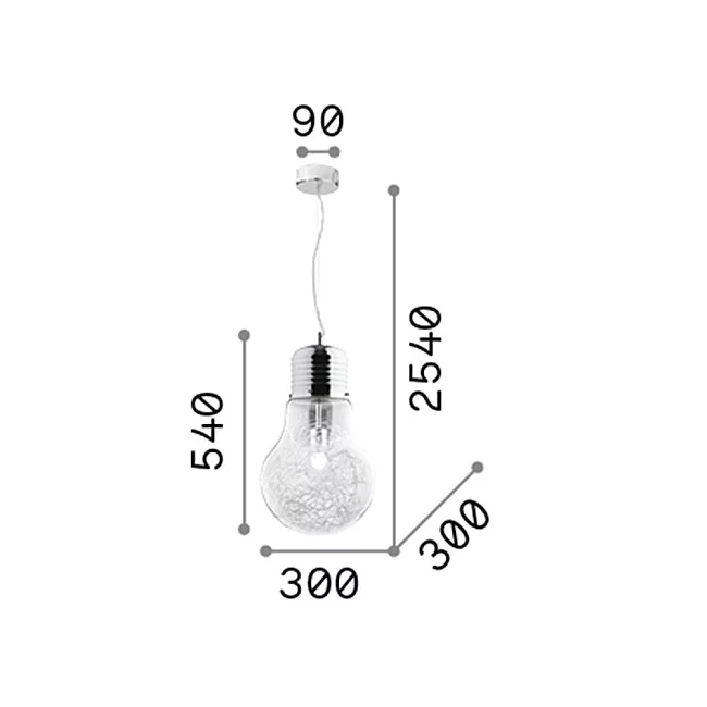 Ideal Lux-Sospensione Moderna Luce Metallo Trasparente 1 Luce E27 Big-033662-8021696033662