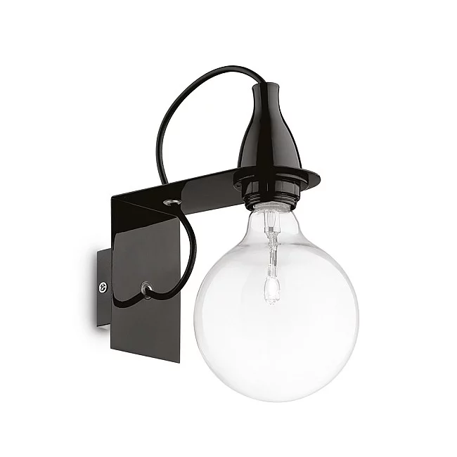 Ideal Lux-Applique Moderna Minimal Metallo Nero 1 Luce E27 8W 3000K Luce Calda-045214-8021696045214