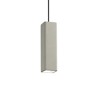 Sospensione Moderna Square Oak Metallo Cemento Grigio 1 Luce