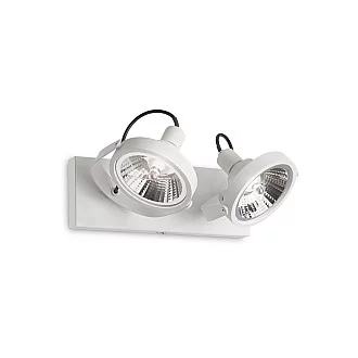 Plafoniera Moderna Glim Metallo Bianco 2X10W Gu10 3000K Luce Calda