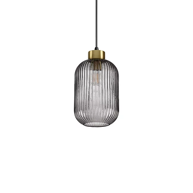 Ideal Lux-Sospensione Vintage-Decò Mint-1 Metallo Fumè 1 Luce E27-237442-8021696237442