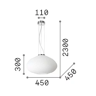 Sospensione Moderna Plisse' Metallo Cromo 1 Luce E27 D45Cm