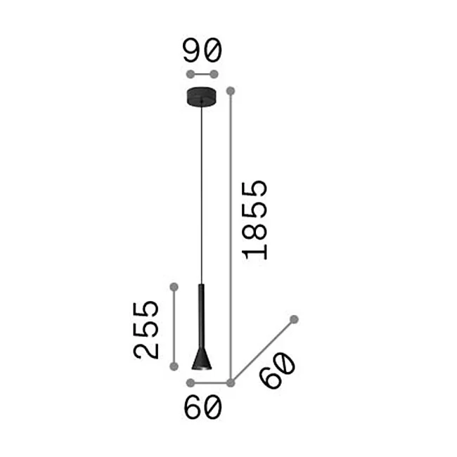 Ideal Lux-Sospensione Moderna Diesis Metallo Nero Led 7W 3000K Luce Calda-279770-8021696279770