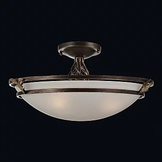 Plafoniera Contemporanea Combinare Metallo Bronzo 3 Luci Diffusore In Vetro