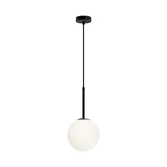 Lampadario Minimal Basic Form Grande In Metallo Nero 1 Luce E Diffusore Bianco