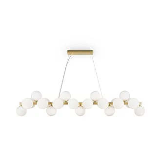 Lampadario Contemporaneo Dallas Metallo Oro E Bianco 25 Luci Diffusori Vetro