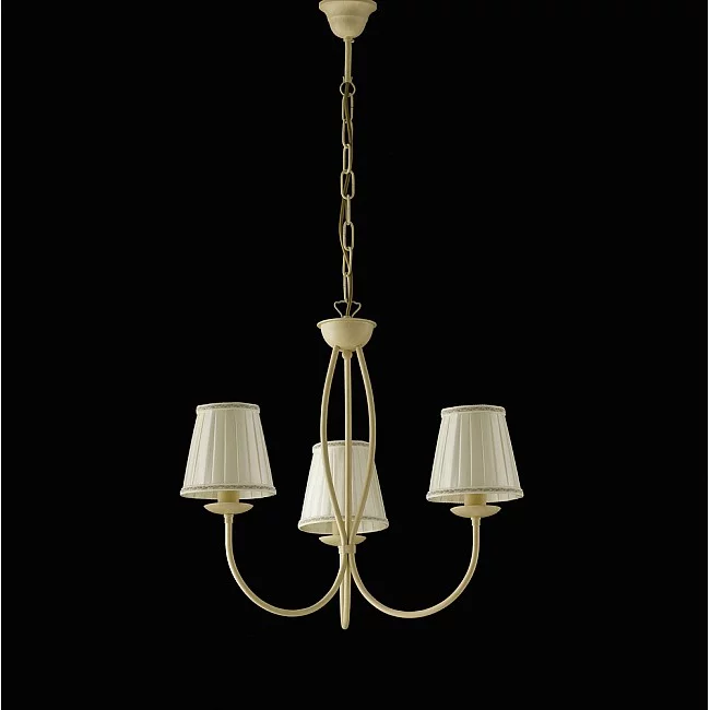 Be Light-Lampadario classico rustico Botte 3 luci in ferro battuto e paralumi avorio-BL147-3-AV-PAR-