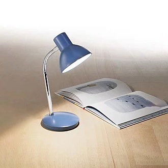 Lampada Da Scrivania In Metallo Moderna Play Blu Cromo 1 Luce E14