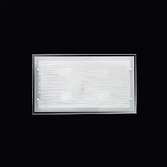 Plafoniera In Vetro Satinato Rettangolare Moderna Frame Bianco 4 Luci E27