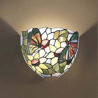 Applique Tiffany In Vetro Decorato Multicolor H.21 Cm