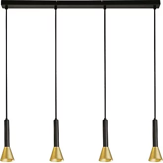 Lampadario Moderno Signal Acciaio Nero Oro 4 Luci Gu10