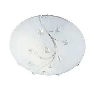 Plafoniera Classica Dunkerque Acciaio Bianco Vetro Cromo 1 Luce E27 D40Cm