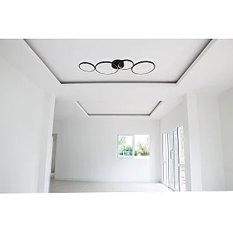 Plafoniera Contemporanea Circo Acciaio Bianco Policarbonato Nero Led 37,3W 3000K