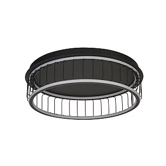 Plafoniera Contemporanea Circolo Alluminio Bianco Silicone Nero Led 46W 3000K