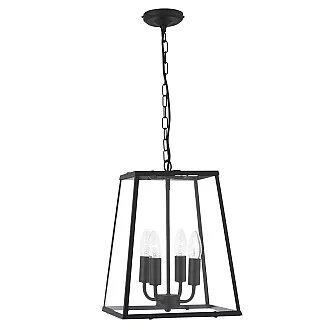 Sospensione Industrial-Nordico Lantern Noir Acciaio Nero Vetro 1 Luce E14