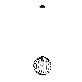 Sospensione Industrial-Nordico Rondo Acciaio Nero 1 Luce E27