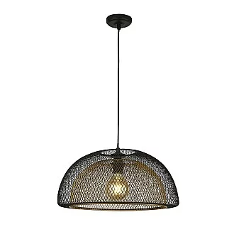 Sospensione Industrial-Nordico Favo Acciaio Nero Oro 1 Luce E27