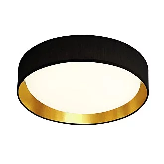 Plafoniera Contemporanea Gianna Acciaio Nero Tessuto Oro Led 25W 3000K