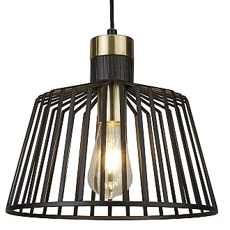 Sospensione Industrial Birg Cage Acciaio Nero Adjustable 1 Luce E27 D30Cm