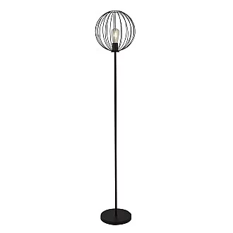 Piantana Industrial-Nordico Rondo Acciaio Nero 1 Luce E27