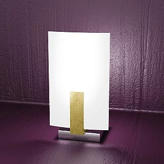 Abatjour Contemporaneo Wood Metallo Foglia Oro Vetro Bianco 1 Luce G9