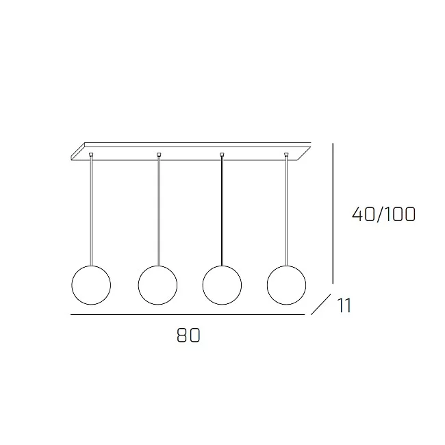 Top Light-Sospensione Rett Contemp Willow Metallo Cromo Vetro Bianco Satitano 4 Luci G9-1098_S4R-BI-8059917000346