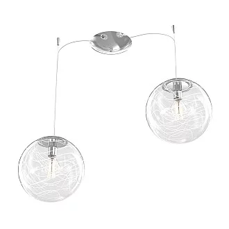 Sospensione Contemporanea Moon Metallo Cromo Vetro Bianco 2 Luci E27 D.30Cm