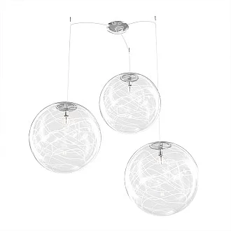 Sospensione Contemporanea Moon Metallo Cromo Vetro Bianco 3 Luci E27 D.40Cm