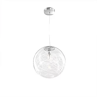 Sospensione Contemporanea Moon Metallo Cromo Vetro Bianco 1 Luce E27 D.30Cm