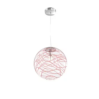 Sospensione Contemporanea Moon Metallo Cromo Vetro Rosso 1 Luce E27 D.30Cm