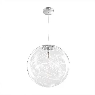 Sospensione Contemporanea Moon Metallo Cromo Vetro Bianco 1 Luce E27 D.40Cm