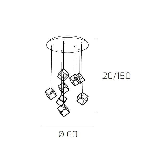 Top Light-Sospensione Moderna Frame Metallo Cromo 8 Luci G9-1125_S8-8059917002128