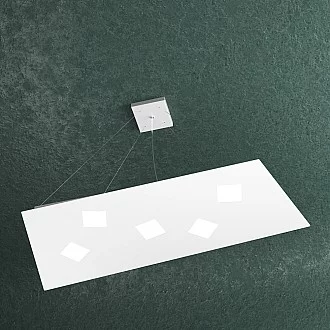 Sospensione Moderna Note Metallo Bianco 5 Luci Gx53