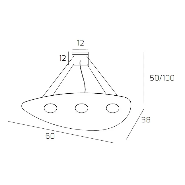 Top Light-Sospensione Moderna Shape Metallo Grigio 3 Luci Gx53-1143_S3-GR-8059917009394