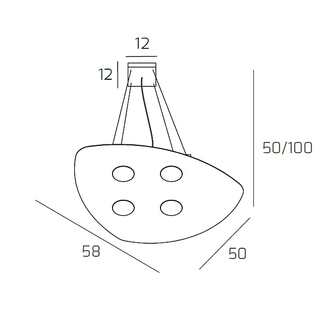 Top Light-Sospensione Moderna Shape Metallo Bianco 4 Luci Gx53-1143_S4-BI-8057094708505