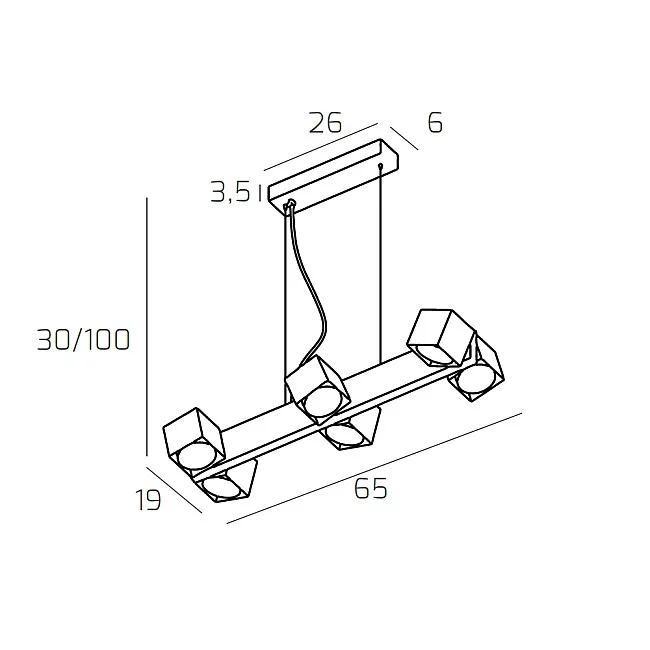 Top Light-Sospensione Moderna Rotation Metallo Sabbia 6 Luci Gx53-1160_S6-SA-8056039141384