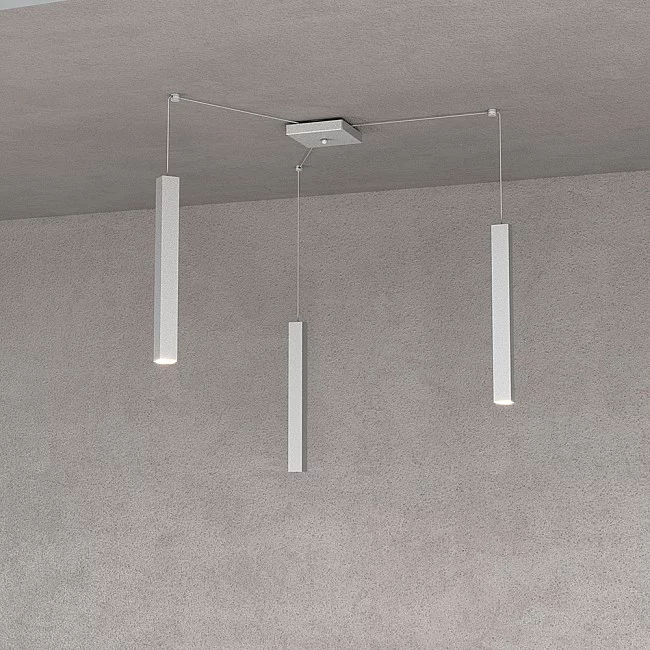 Top Light-Sospensione Moderna Square Tube Metallo Grigio 3 Luci Gu10-1173_S3-GR-8059917018020