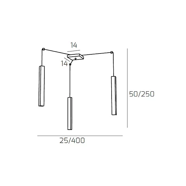 Top Light-Sospensione Moderna Square Tube Metallo Grigio 3 Luci Gu10-1173_S3-GR-8059917018020