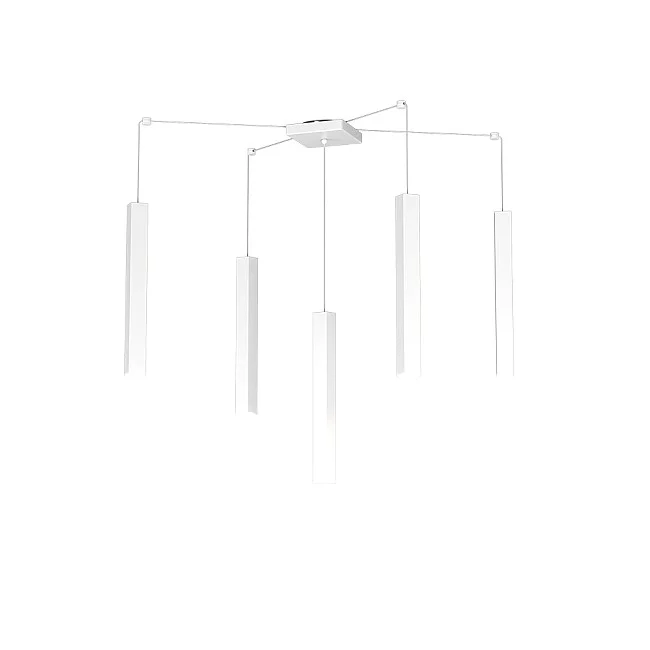 Top Light-Sospensione Moderna Square Tube Metallo Bianco 5 Luci Gu10-1173_S5-BI-8059917018129