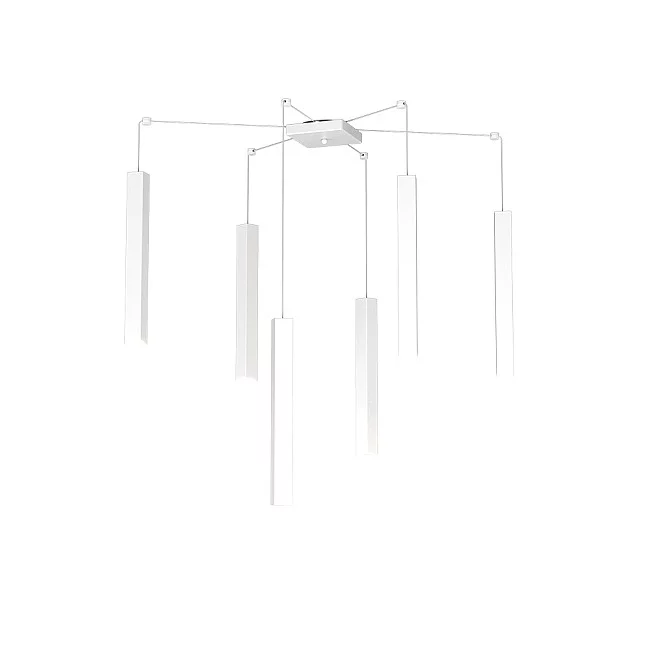 Top Light-Sospensione Moderna Square Tube Metallo Bianco 6 Luci Gu10-1173_S6-BI-8059917018181