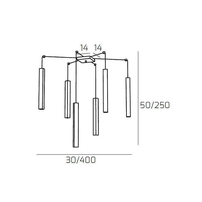 Top Light-Sospensione Moderna Square Tube Metallo Bianco 6 Luci Gu10-1173_S6-BI-8059917018181