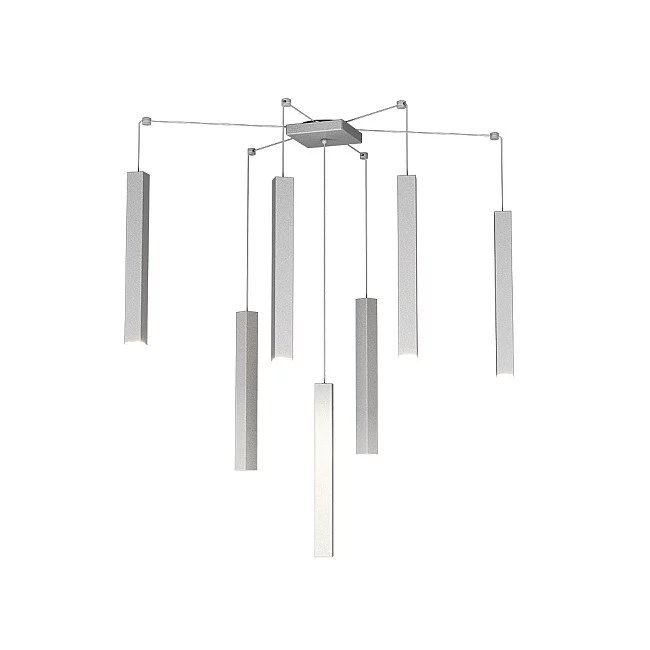 Top Light-Sospensione Moderna Square Tube Metallo Grigio 7 Luci Gu10-1173_S7-GR-8059917018266